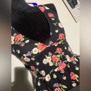 Forever 21 Red and White Sleeveless V-Neck Sundress